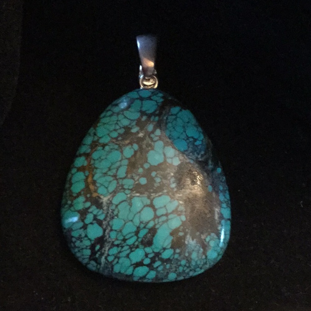Genuine Turquoise & Sterling Silver Pendant